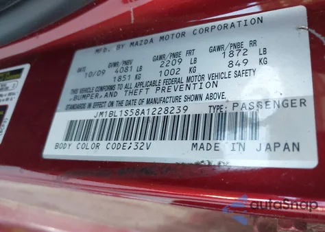 2010 Mazda Mazda3 S Grand Touring from USA, damaged, VIN JM1BL1S58A1228239